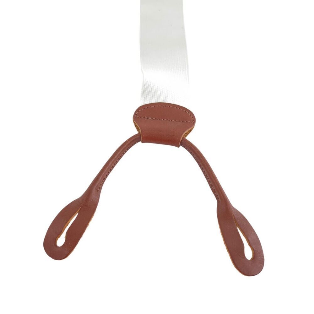 Dooney & Bourke Red White Colorblock Suspenders Braces Leather Tabs Vintage - Picture 7 of 16